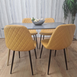 Kosy Koala 4 Seater Faux Leather Dining Set Dark Grey and Mustard - Multi - Portland - Wilko - thumbnail 6