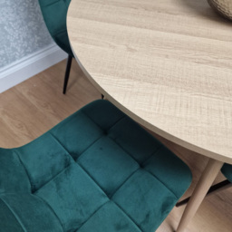 Kosy Koala 4 Seater Round Velvet Wooden Dining Set Green - Beige - Wilko - thumbnail 3