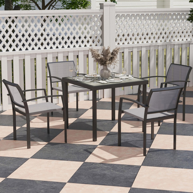 Outsunny 4 Seater Garden Dining Set Grey - Wilko - image 1
