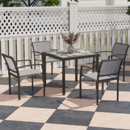 Outsunny 4 Seater Garden Dining Set Grey - Wilko - thumbnail 1