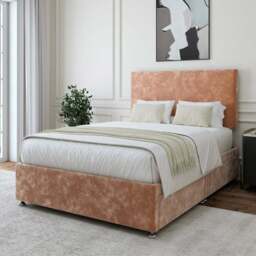 Bedmaster Small Double Mink Chenille 4 Drawer Divan Base with Valencia Headboard - Cream - Wilko