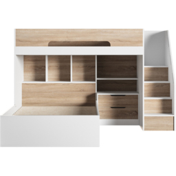 Flair Greyson Oak Staircase Triple Bunk Bed with Storage - Size: Single + Small Double - White - Wilko - thumbnail 4