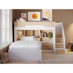 Flair Greyson Oak Staircase Triple Bunk Bed with Storage - Size: Single + Small Double - White - Wilko - thumbnail 5