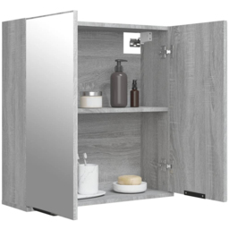 vidaXL 2 Door Grey Sonoma Mirrored Bathroom Cabinet - Size: 67 x 64 x 20cm - Wilko - thumbnail 4