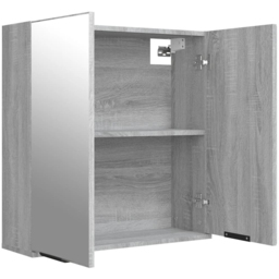 vidaXL 2 Door Grey Sonoma Mirrored Bathroom Cabinet - Size: 67 x 64 x 20cm - Wilko - thumbnail 6