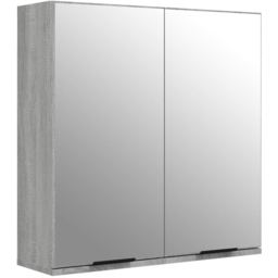 vidaXL 2 Door Grey Sonoma Mirrored Bathroom Cabinet - Size: 67 x 64 x 20cm - Wilko - thumbnail 3