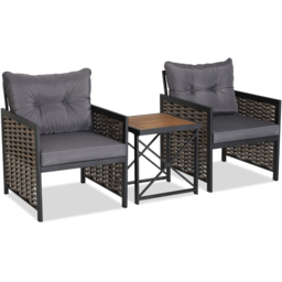 Costway 2 Seater Rattan Patio Bistro Set Grey - Wilko - thumbnail 3