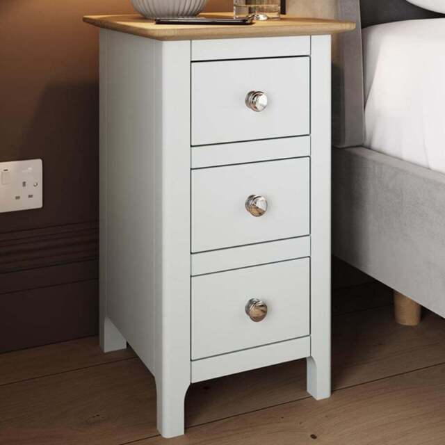 FWStyle Taberno Slim 3 Drawer White Oak Assembled Bedside Table - Wilko - image 1
