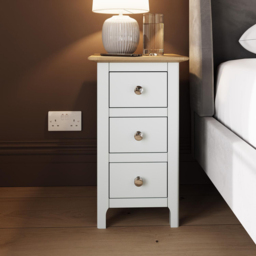 FWStyle Taberno Slim 3 Drawer White Oak Assembled Bedside Table - Wilko - thumbnail 6