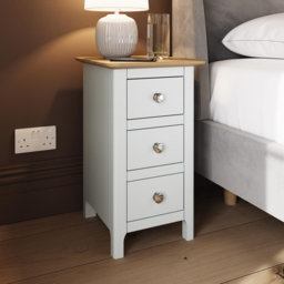 FWStyle Taberno Slim 3 Drawer White Oak Assembled Bedside Table - Wilko - thumbnail 7