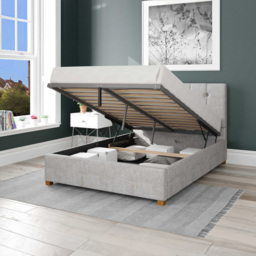 Aspire Hepburn Super King Storm Pure Pastel Cotton Ottoman Bed - Grey - Aspire Beds - Wilko - thumbnail 3