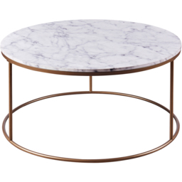 Teamson Home Marmo Faux Marble and Brass Modern Marble Look Round Coffee Table - Size: 45.7 x 91.4 x 91.4cm - White - Wilko - thumbnail 3