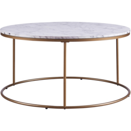 Teamson Home Marmo Faux Marble and Brass Modern Marble Look Round Coffee Table - Size: 45.7 x 91.4 x 91.4cm - White - Wilko - thumbnail 4