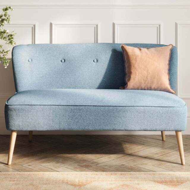 Beau 2 Seater Blue Blonde Wood Sofa - LPD Home - Wilko - image 1