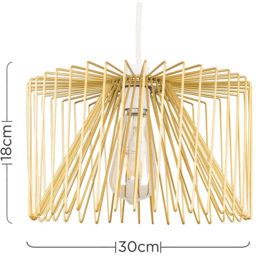 ValueLights Amadeus Gold Wire Frame Pendant Shade - Size: 30 x 18 x 30cm - Wilko - thumbnail 7