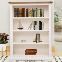 Cosenza 4 Shelf Off White Wide Bookcase - Wilko - thumbnail 1
