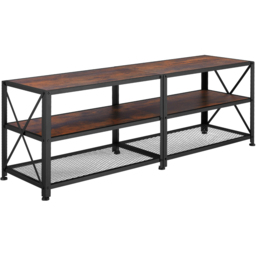tectake 3 Shelf Dark Wooden and Steel Rustic TV Stand - Size: 50.5 x 41.5 x 141cm - Brown - Wilko - thumbnail 3
