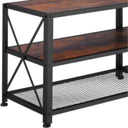 tectake 3 Shelf Dark Wooden and Steel Rustic TV Stand - Size: 50.5 x 41.5 x 141cm - Brown - Wilko - thumbnail 7