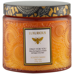 H&O Direct Citrus Green Fruit Soy Wax Decorative Scented Candle - Size: 8.3 x 8.8 x 8.8cm - Orange - Wilko