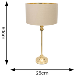 ValueLights Maggie Gold Candlestick LED Table Lamp with Natural and Gold Lamp Shade - Size: 50 x 25 x 25cm - Wilko - thumbnail 5