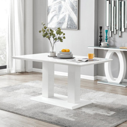 Furniturebox Molini Solara 6 Seater Dining Set White Gloss and Black - Wilko - thumbnail 3