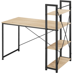 tectake Hershey 3 Compartment Light Wood Oak Sonoma Desk - Size: 120 x 61 x 122cm - Brown - Wilko - thumbnail 5