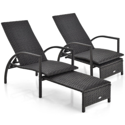 Costway Brown 5 Level Adjustable Chaise Lounge Chair - Size: 90 x 59 x 24cm - Wilko - thumbnail 4