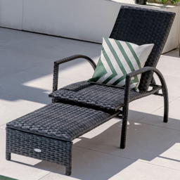 Costway Brown 5 Level Adjustable Chaise Lounge Chair - Size: 90 x 59 x 24cm - Wilko - thumbnail 1