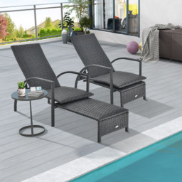 Costway Brown 5 Level Adjustable Chaise Lounge Chair - Size: 90 x 59 x 24cm - Wilko - thumbnail 6
