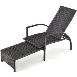 Costway Brown 5 Level Adjustable Chaise Lounge Chair - Size: 90 x 59 x 24cm - Wilko - thumbnail 3