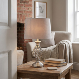 Alessia Velvet Effect Shade Twist Table Lamp - Size: 28 x 47 x 33cm - Wilko - thumbnail 6
