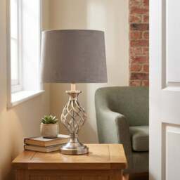 Alessia Velvet Effect Shade Twist Table Lamp - Size: 28 x 47 x 33cm - Wilko - thumbnail 5