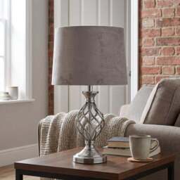Alessia Velvet Effect Shade Twist Table Lamp - Size: 28 x 47 x 33cm - Wilko - thumbnail 3
