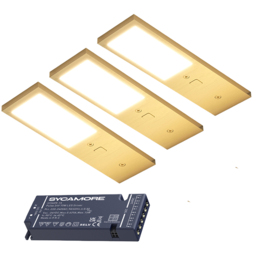 Sorrelis Elvan TriGlow Brushed Brass Rectangle 3 Cabinet Light Kit - Size: 0.68 x 5 x 17.5cm - Multi - Wilko