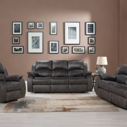 Monaco Pellissima 3 Seater Grey Leather Manual Recliner Sofa - Wilko - thumbnail 4