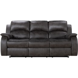 Monaco Pellissima 3 Seater Grey Leather Manual Recliner Sofa - Wilko - thumbnail 2