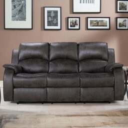 Monaco Pellissima 3 Seater Grey Leather Manual Recliner Sofa - Wilko - thumbnail 1