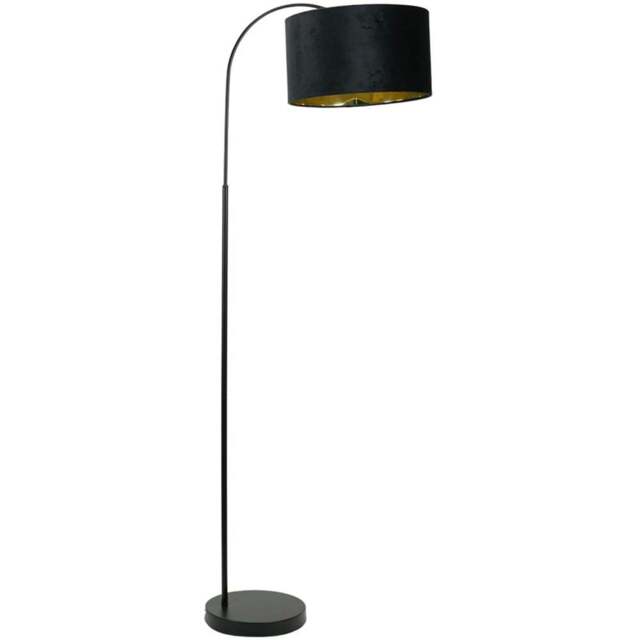 ValueLights Curva Black Arched LED Floor Lamp with Black and Gold Velvet Lamp Shade - Size: 150 x 35 x 56cm - Wilko - image 1
