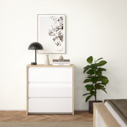 Florence Next 3 Drawer Jackson Hickory White High Gloss Chest of Drawers - Multi - Furniture To Go - Wilko - thumbnail 6
