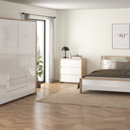 Florence Next 3 Drawer Jackson Hickory White High Gloss Chest of Drawers - Multi - Furniture To Go - Wilko - thumbnail 7