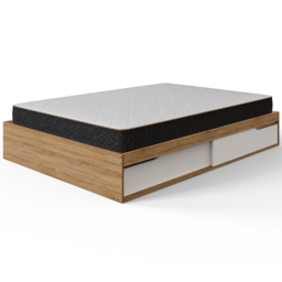 GFW Kai Small Double Oak and White 2 Drawer Platform Storage Bed with Memory Pocket Spring Mattress - Wilko - thumbnail 5