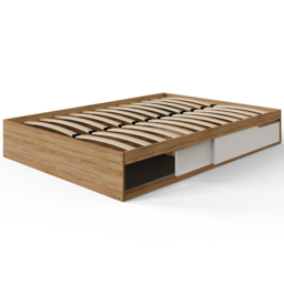 GFW Kai Small Double Oak and White 2 Drawer Platform Storage Bed with Memory Pocket Spring Mattress - Wilko - thumbnail 6