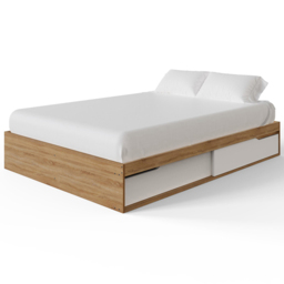 GFW Kai Small Double Oak and White 2 Drawer Platform Storage Bed with Memory Pocket Spring Mattress - Wilko - thumbnail 4