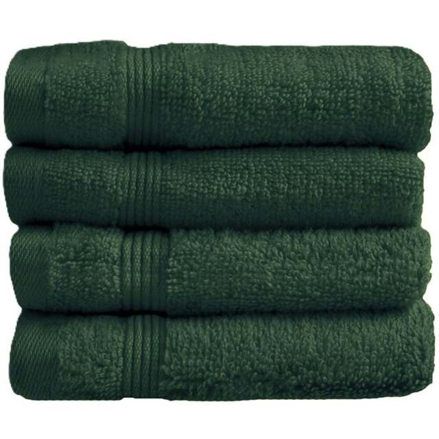 Allure Bath Fashions Luxury Zero Twist Egyptian Cotton Dark Green Face Towel 30 x 30cm 4 Pack - Size: 30 x 30 x 1cm - Wilko - image 1