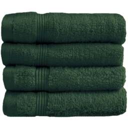 Allure Bath Fashions Luxury Zero Twist Egyptian Cotton Dark Green Face Towel 30 x 30cm 4 Pack - Size: 30 x 30 x 1cm - Wilko