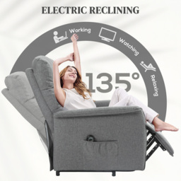 HOMCOM Grey Power Lift Electric Recliner Chair with Remote - Size: Single - Wilko - thumbnail 6