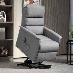 HOMCOM Grey Power Lift Electric Recliner Chair with Remote - Size: Single - Wilko