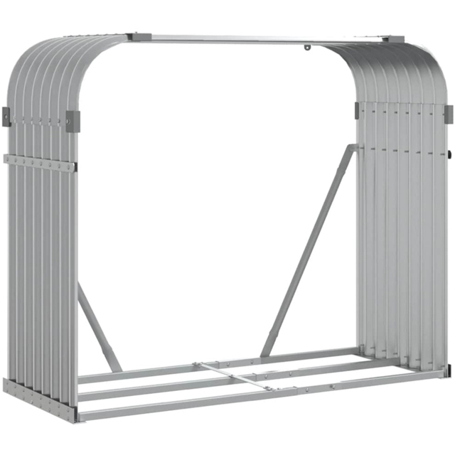 vidaXL Grey Galvanised Steel Firewood Log Holder 100 x 120 x 45cm - Wilko - image 1