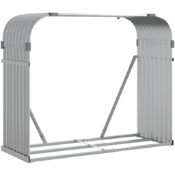 vidaXL Grey Galvanised Steel Firewood Log Holder 100 x 120 x 45cm - Wilko