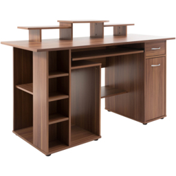 Alphason San Diego Single Door Single Drawer Walnut Office Desk - Size: 90 x 142 x 60cm - Wilko - thumbnail 3